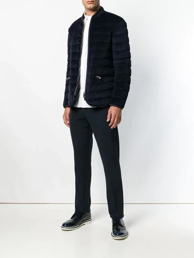 Shop Giorgio Armani Padded Bomber Jacket In Blue