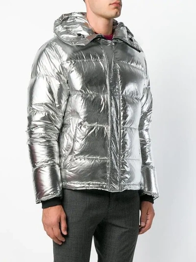 Shop Kenzo Hooded Puffer Jacket In Metallic