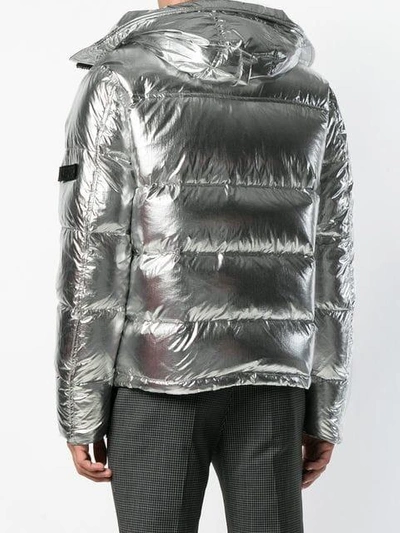 Shop Kenzo Hooded Puffer Jacket In Metallic