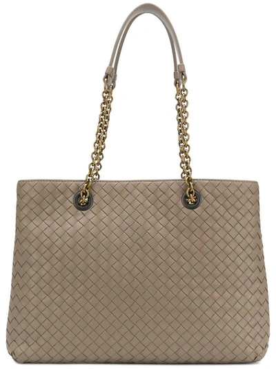 Shop Bottega Veneta Intrecciato Medium Tote Bag - Grey