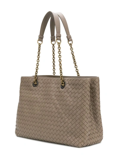 Shop Bottega Veneta Intrecciato Medium Tote Bag - Grey