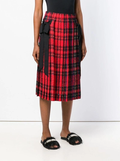 Shop Simone Rocha Pleated Bow Skirt - Red