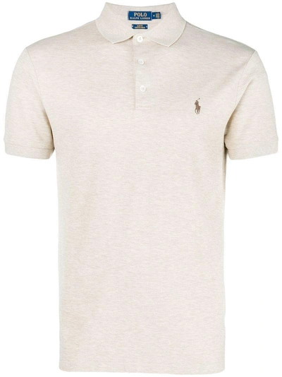 Shop Polo Ralph Lauren Logo Embroidered Polo Shirt - Neutrals