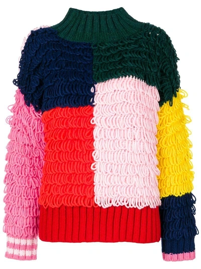 Shop Mira Mikati Loop-knit Patchwork Sweater - Pink