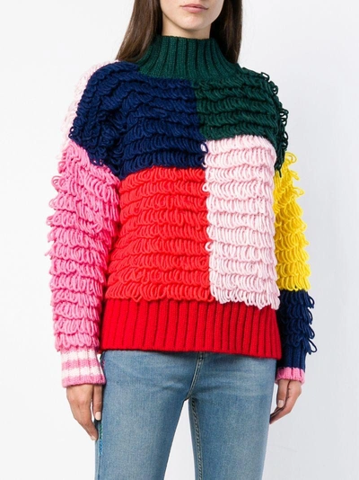 Shop Mira Mikati Loop-knit Patchwork Sweater - Pink