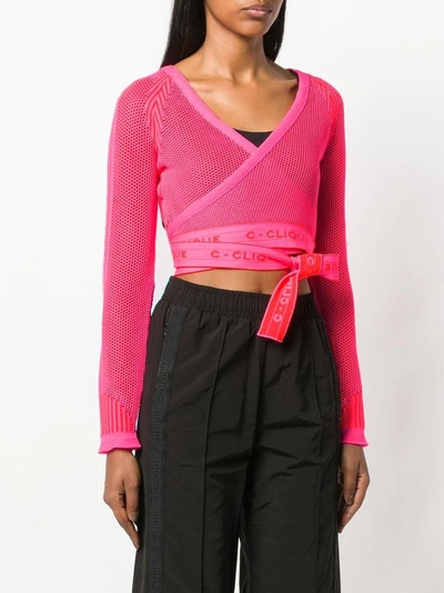 Shop Pinko Wrap Mesh Cardigan In Pink