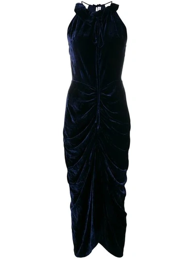 Shop Magda Butrym Draped Velvet Dress In Blue
