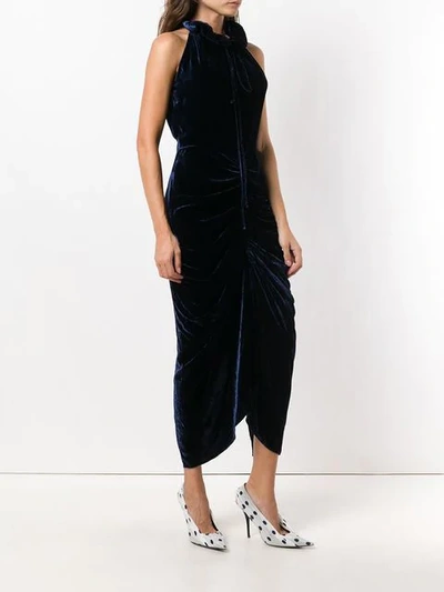 Shop Magda Butrym Draped Velvet Dress In Blue