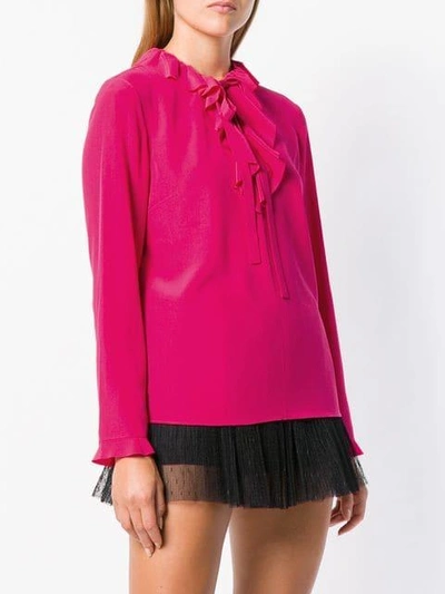Shop Red Valentino Ruffle Tirm Pussy Bow Blouse - Pink