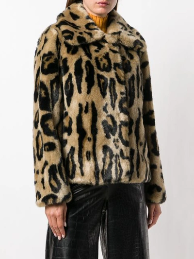 Shop Stand Studio Stand Faux Fur Leopard Print Coat - Brown