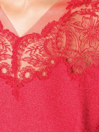 Shop Ermanno Scervino Lace Midi Dress In Red