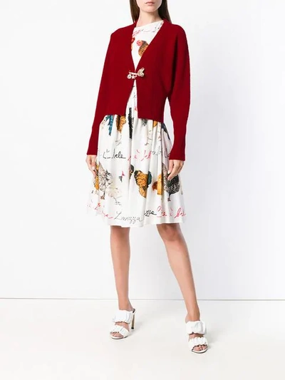 Shop Dolce & Gabbana Textured Embellished Cardigan In Red