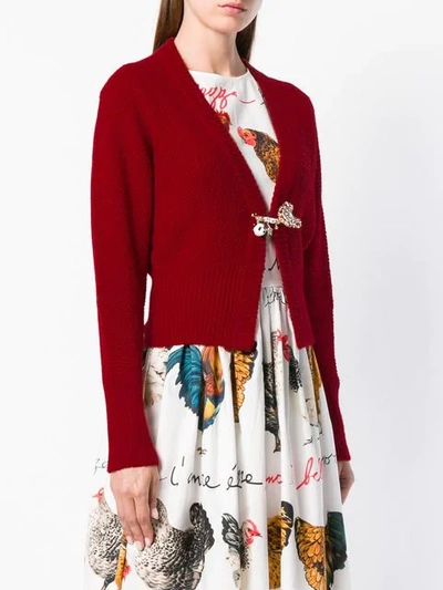 Shop Dolce & Gabbana Textured Embellished Cardigan In Red