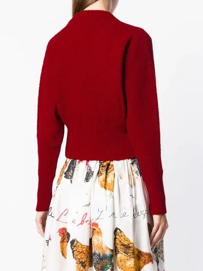 Shop Dolce & Gabbana Textured Embellished Cardigan In Red