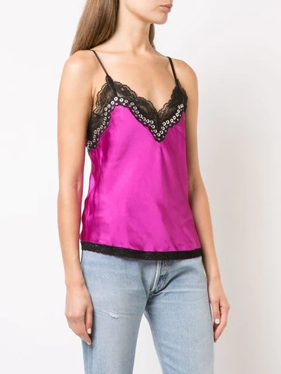 Shop Alexander Wang Lace Spaghetti Strap Top In Pink