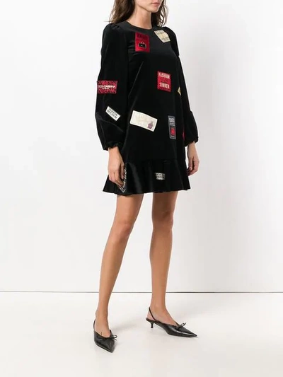 Shop Dolce & Gabbana Velvet Patch Dress - Black