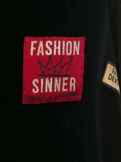 Shop Dolce & Gabbana Velvet Patch Dress - Black