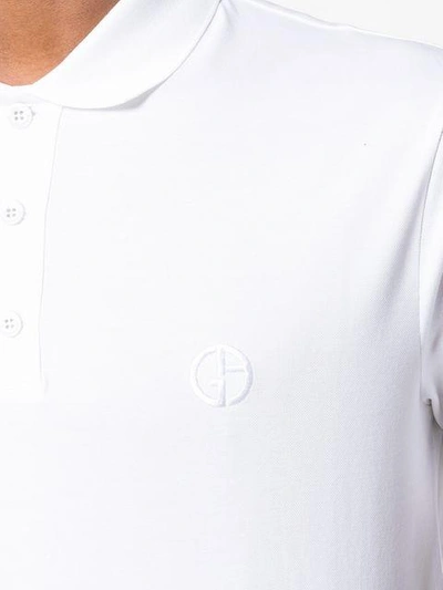 Shop Giorgio Armani Stretch Fit Polo Shirt In White
