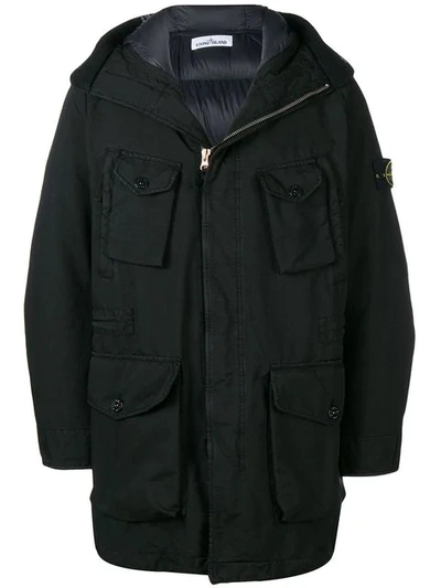 Shop Stone Island Multi-pocket Coat In Black