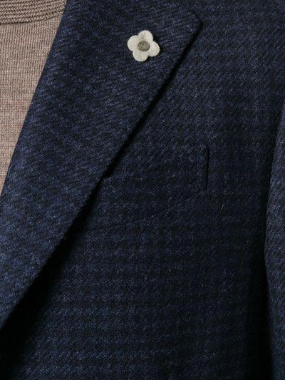 Shop Lardini Fine Check Print Tailored Jacket - Blue