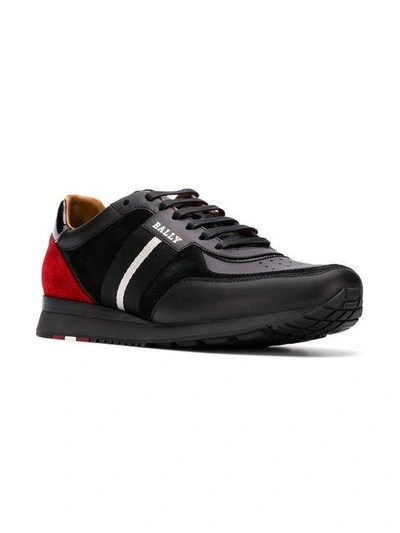 Shop Bally Lace-up Logo Sneakers In Black