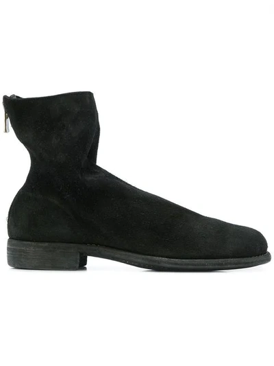 Shop Guidi Reverse Back Zip Boots In Black