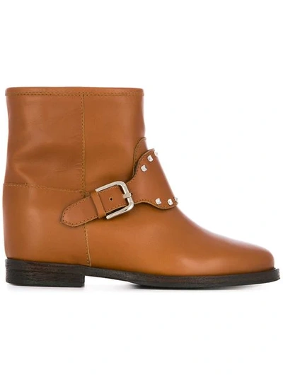 Shop Via Roma 15 Studded Ankle Boots - Brown