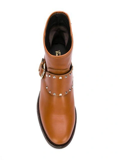 Shop Via Roma 15 Studded Ankle Boots - Brown