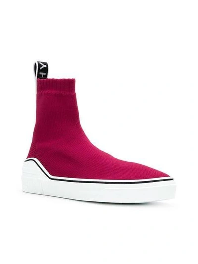 Shop Givenchy Knitted Ankle-length Sneakers In Red