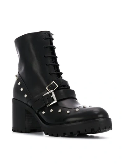 Shop Tosca Blu Buckled Ankle Boots In Black