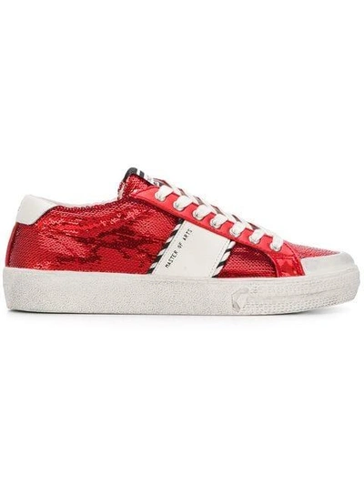 Shop Moa Master Of Arts Sequin Logo Sneakers In Rosso