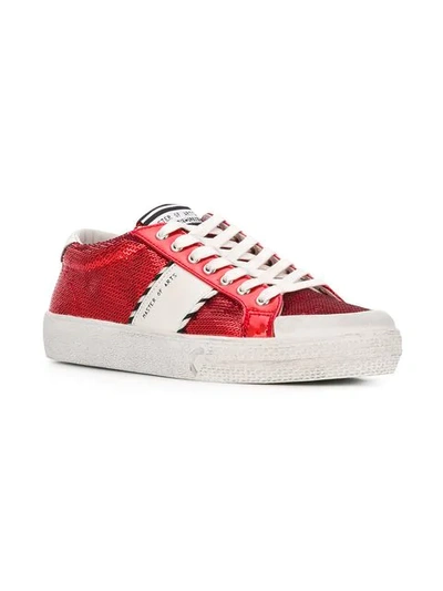 Shop Moa Master Of Arts Sequin Logo Sneakers In Rosso