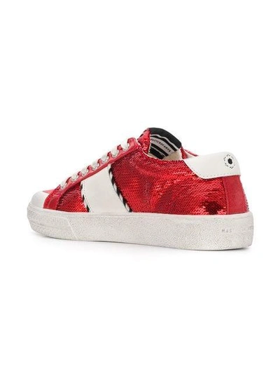 Shop Moa Master Of Arts Sequin Logo Sneakers In Rosso