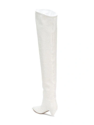 Shop Attico Over-the-knee Croc Boots - White
