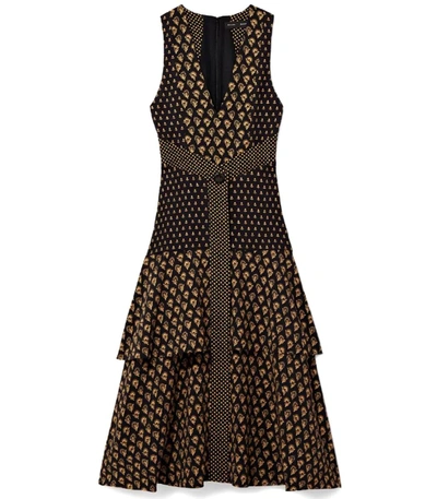 Shop Proenza Schouler Black/tan Flower Sleeveless V Neck Dress