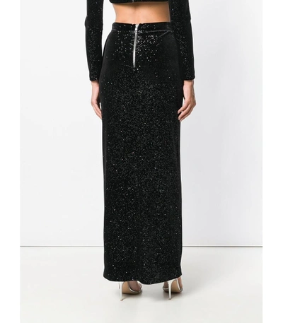 Shop Balmain Black Glitter Maxi Skirt