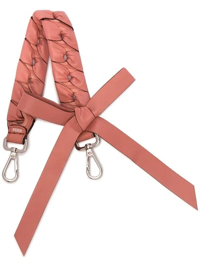 Shop Fendi Pink Braided Leather Bag Strap