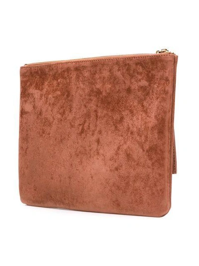 Shop Lancaster Velvet Clutch Bag In Neutrals