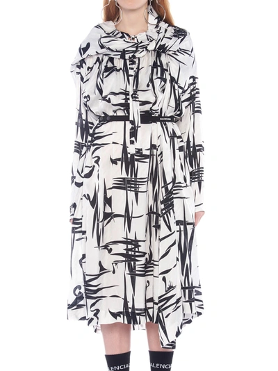 Shop Balenciaga 'twisted' Dress In Black&white 