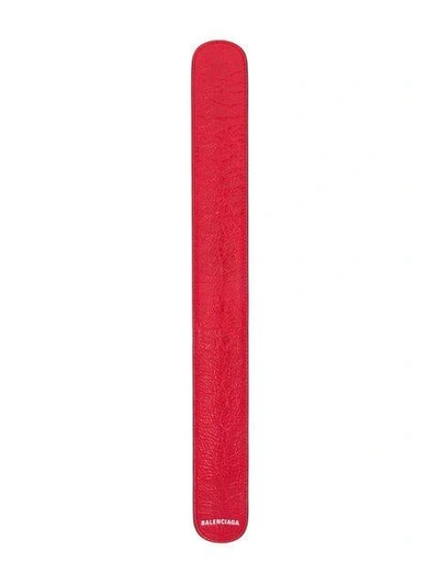 Shop Balenciaga Logo Print Bracelet In Red