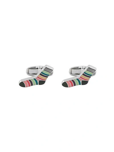 Shop Paul Smith Rainbow Sock Cufflinks  In Metallic