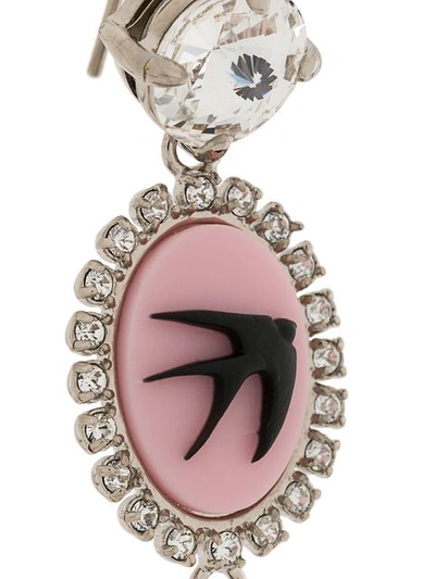 Miu Miu Swallow Cameo Drop Earrings - Metallic In Metallic