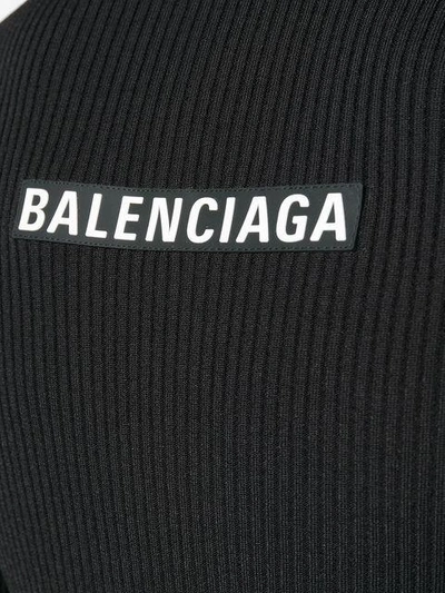 Shop Balenciaga Logo Back Ribbed Sweater - Black