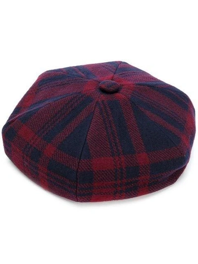 checked beret