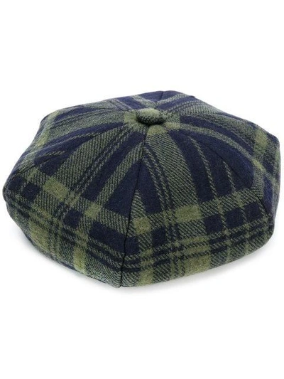 Shop Sonia Rykiel Checked Beret - Blue