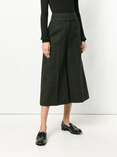 Shop Holland & Holland Cropped Flared Trousers - Green
