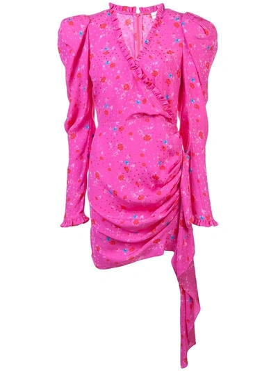 Shop Magda Butrym Printed Ruched Mini Dress In Pink & Purple