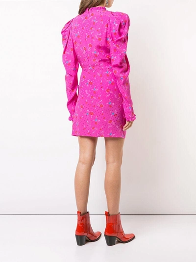 Shop Magda Butrym Printed Ruched Mini Dress In Pink & Purple