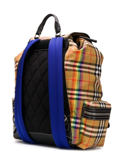 Shop Burberry Vintage Rainbow Check Backpack - Neutrals