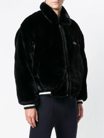 Shop Represent Faux Fur Bomber Jacket In Black